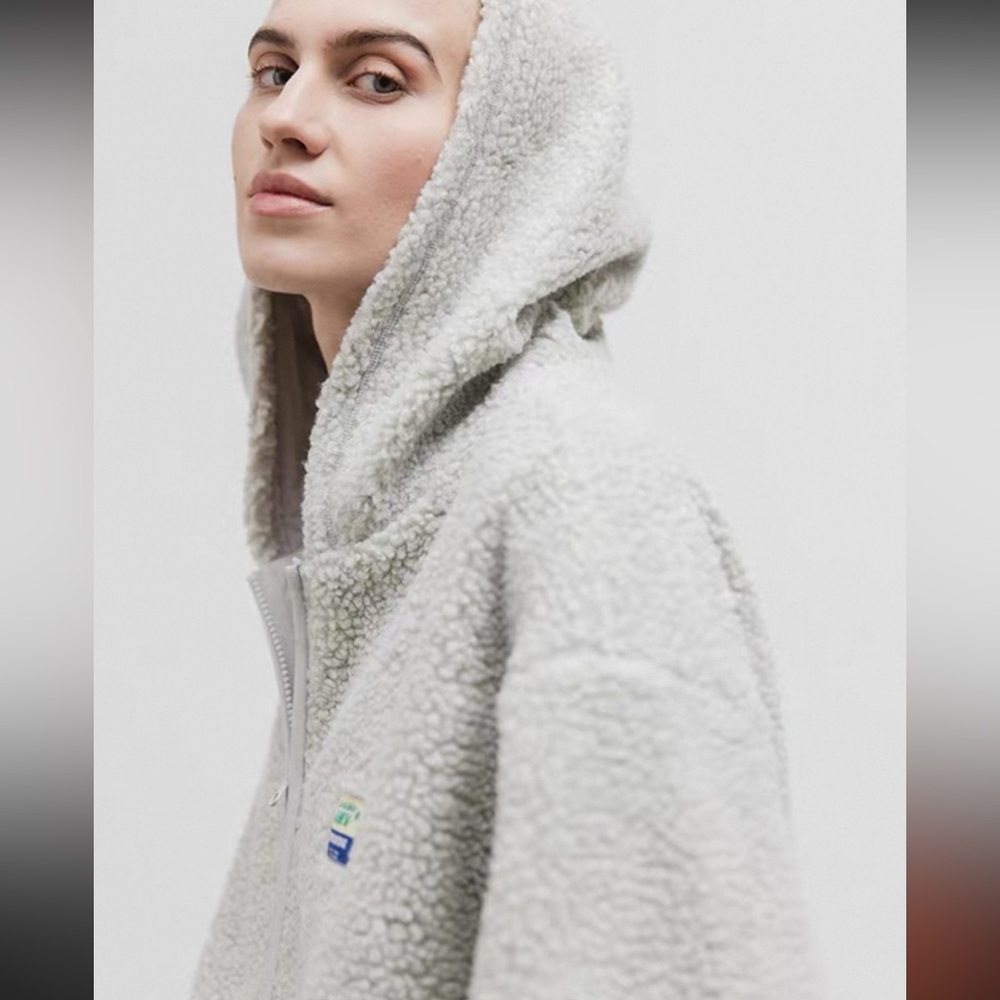 American Vintage Hoktown hooded fleece jacket in polar melange
